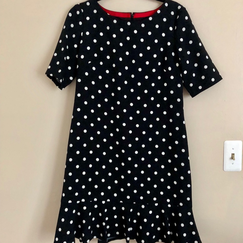 Polka dot peplum shift dress short sleeve